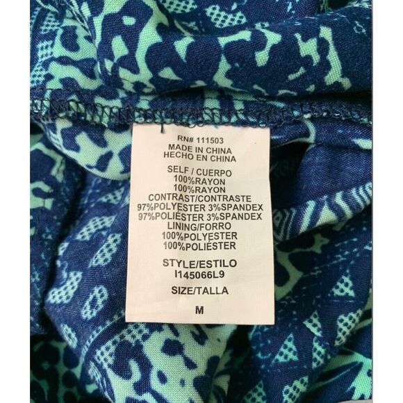 As You Wish Jumpsuit Womens Medium Blue Green Wide Leg Eyelet Top Sleeveless‎ - Picture 7 of 8